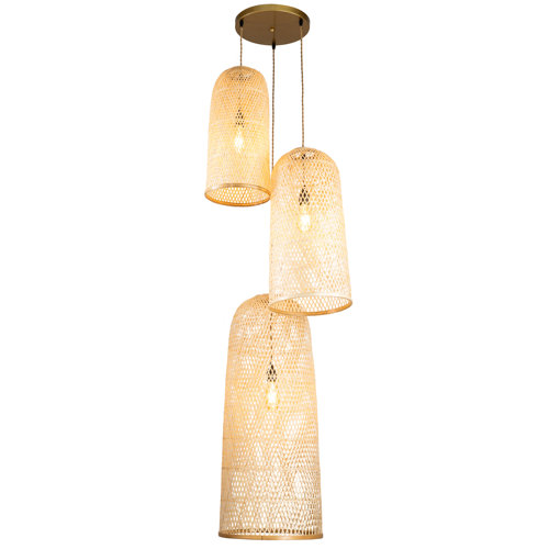 Bayou Breeze 3 Lights Wicker Rattan Foyer Pendant Light & Reviews Wayfair Canada